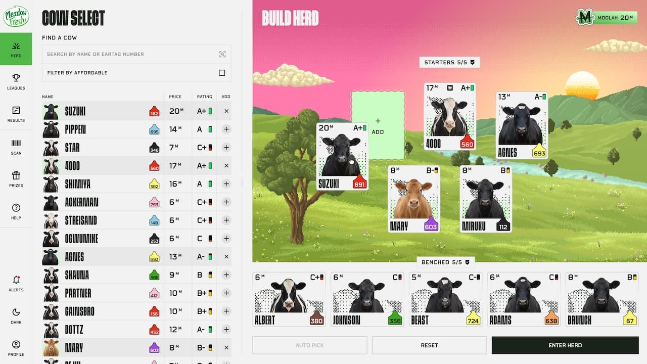 Fantasy Herd editing screen